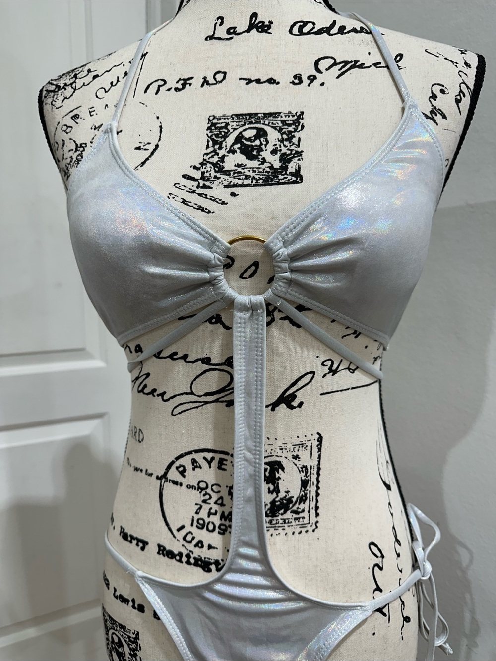 Silver Iridescent Cutout bikini